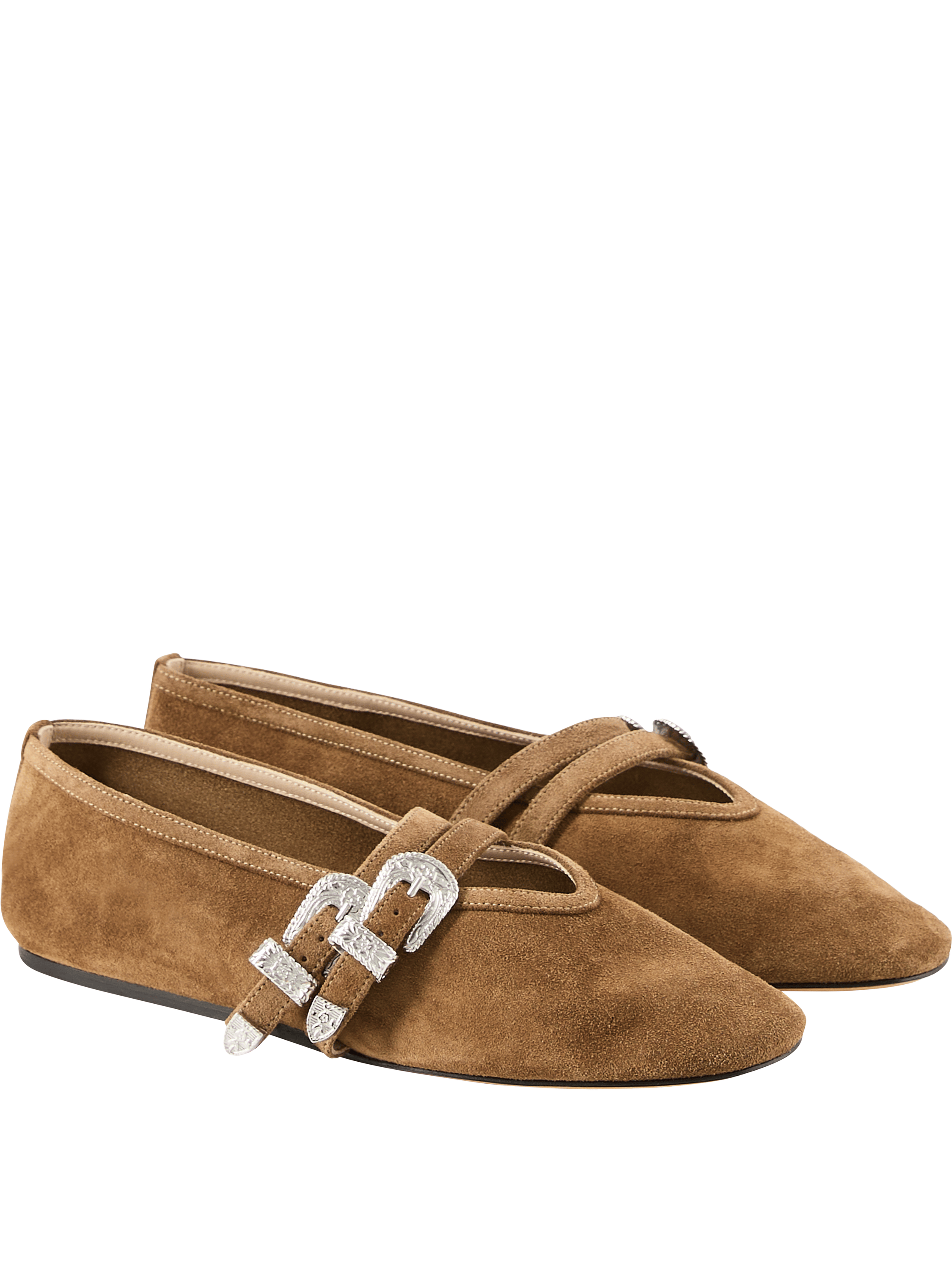 Le Monde Béryl Ballerina 'Claudia' aus Veloursleder Beige, Rückansicht – UNGER.DE