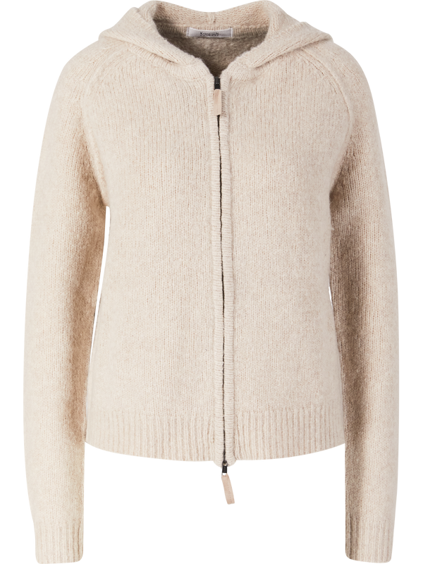 Wool-cashmere hooded cardigan beige