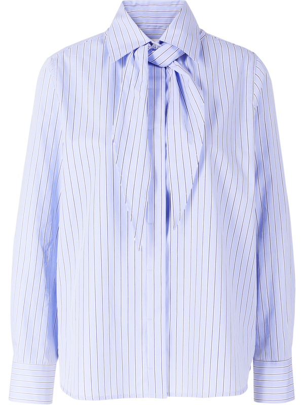 Gestreifte Bluse 'Kitta' mit Schal Hellblau