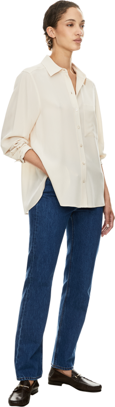 'Sienna' silk blouse in Alabaster