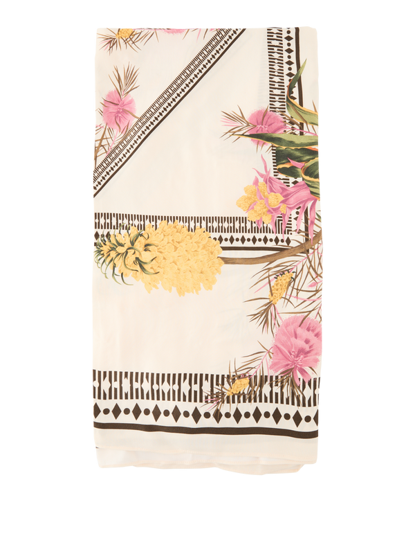 Foulard aus Viskose-Twill mit Logodruck Beige