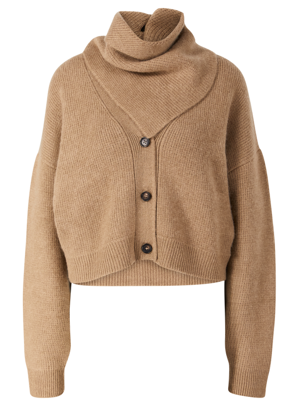 Cashmere-Strickjacke 'Derios' mit Schal Beige