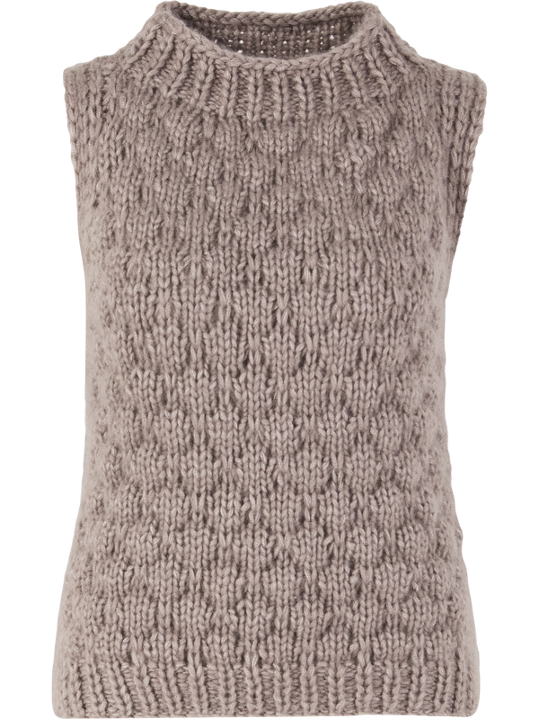 'Lysia Hand-knitted' cashmere and silk top, taupe