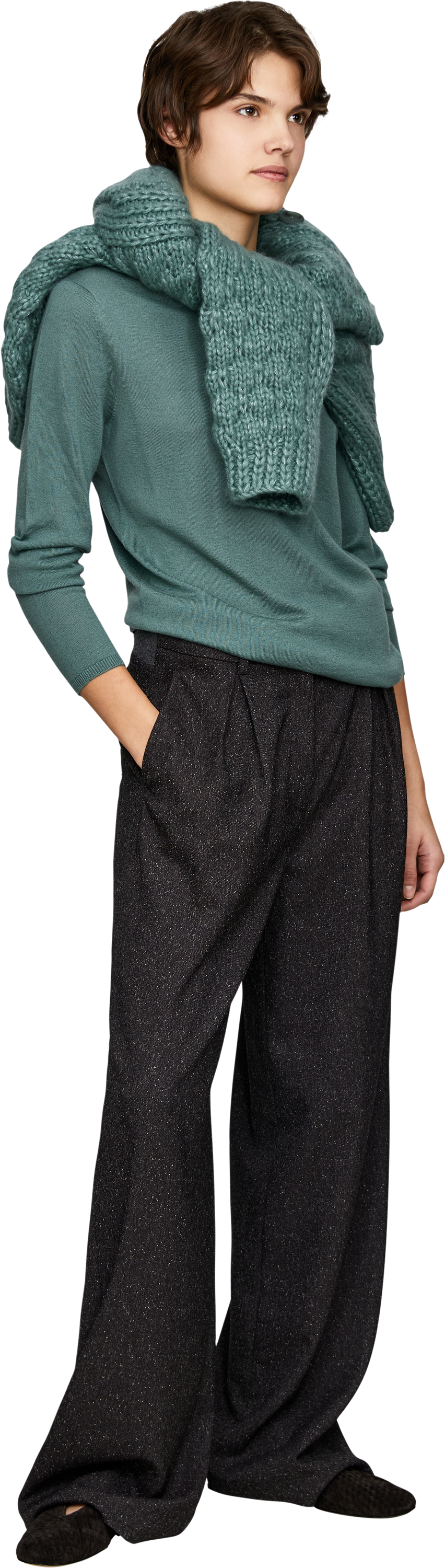 Iris von Arnim 'Laureen' Superfine Cashmere Jumper in Fern, Modelview – UNGER.DE