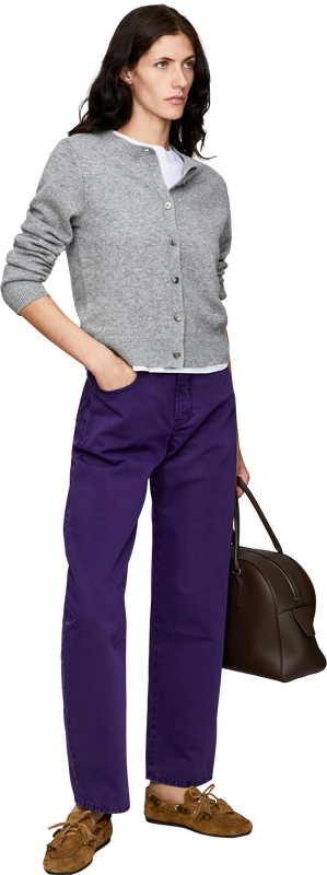 Cropped Cashmere-Strickjacke Silver Melange