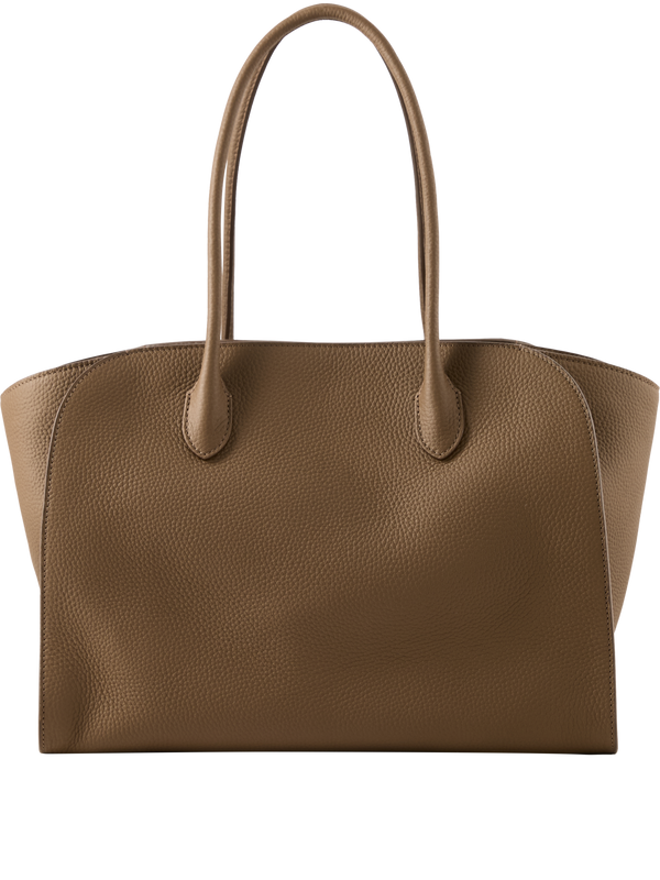 Handtasche 'Marlo 14' aus genarbtem Kalbsleder Beige