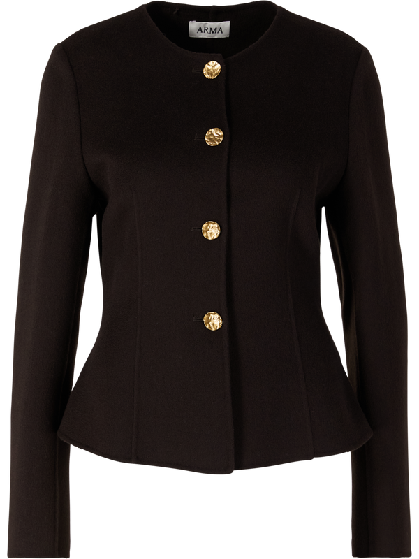 Wolljacke 'Lorena' mit goldfarbenen Knöpfen Dunkelbraun
