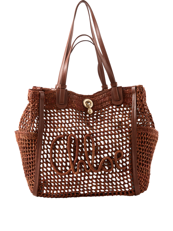 Shopper bag 'Iconic' in raffia clay brown