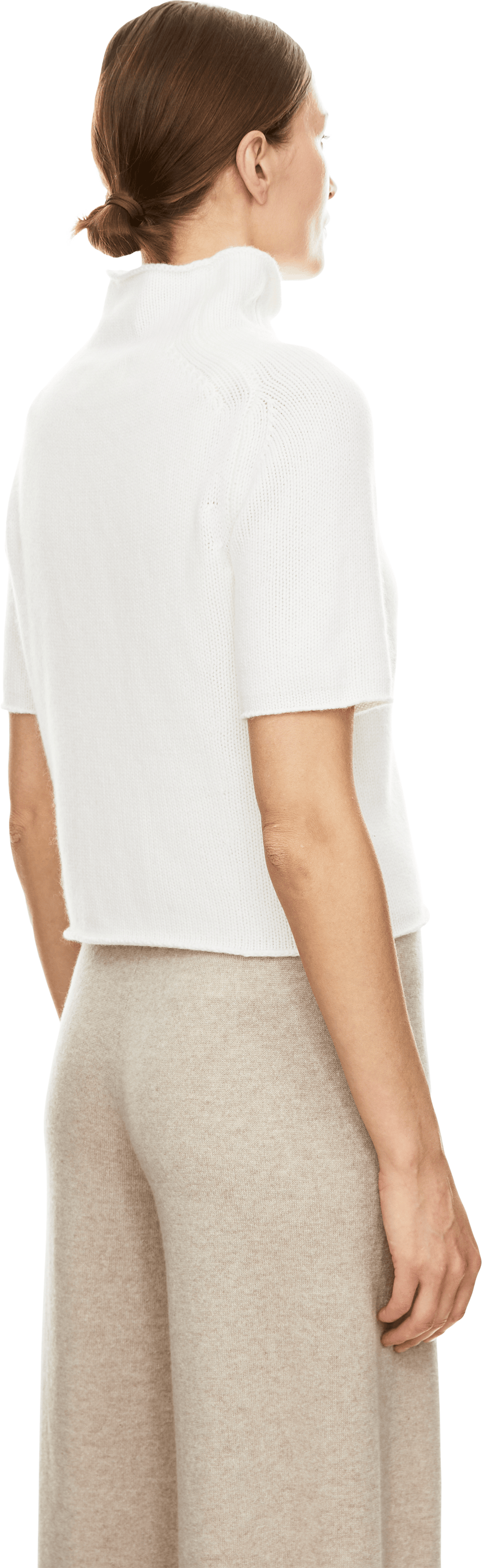LISA YANG Kurzärmeliger Cashmere-Pullover 'Fride' Cream, Rückansicht – UNGER.DE