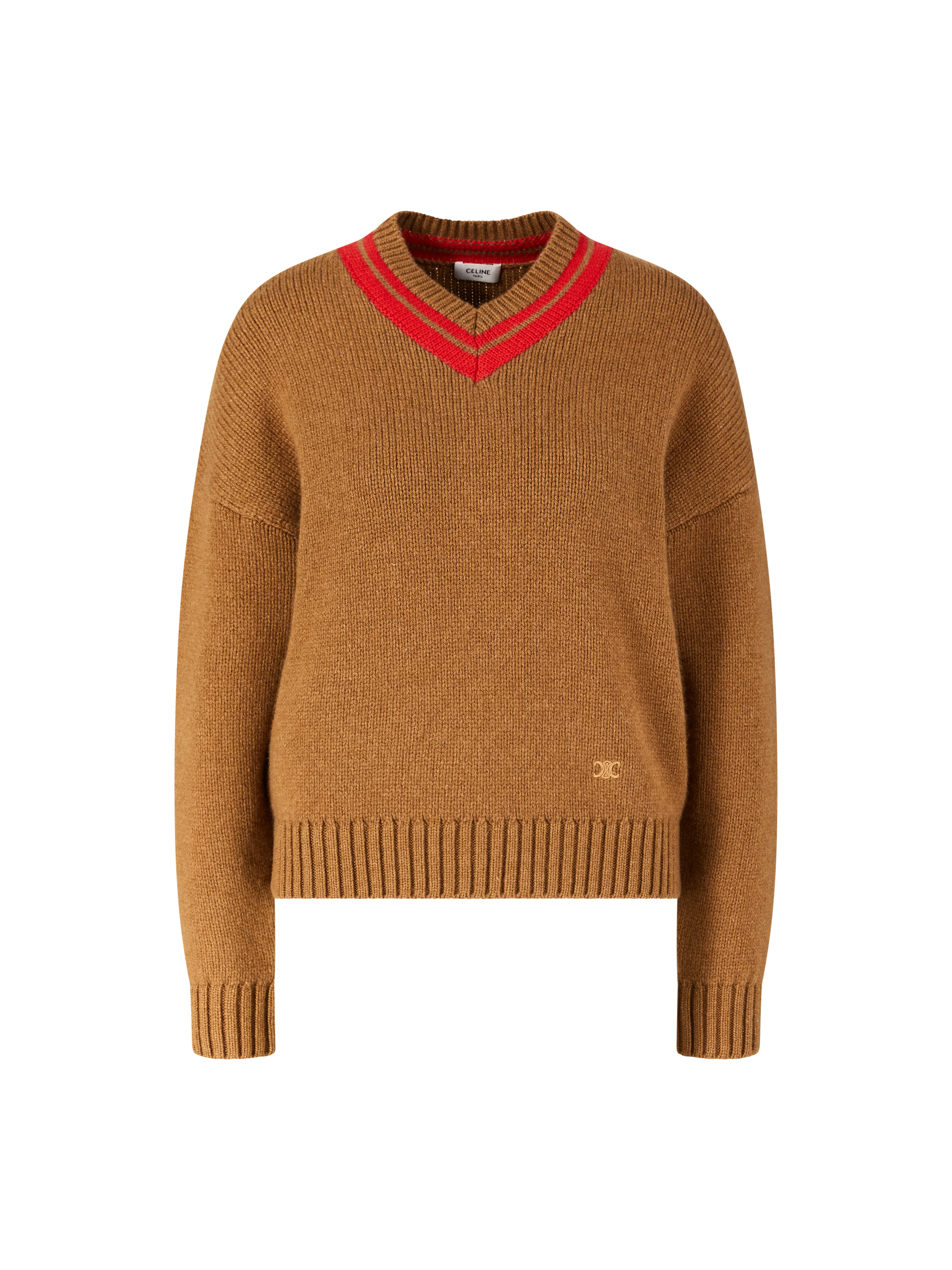 Cashmere Pullover mit V-Ausschnitt Camel