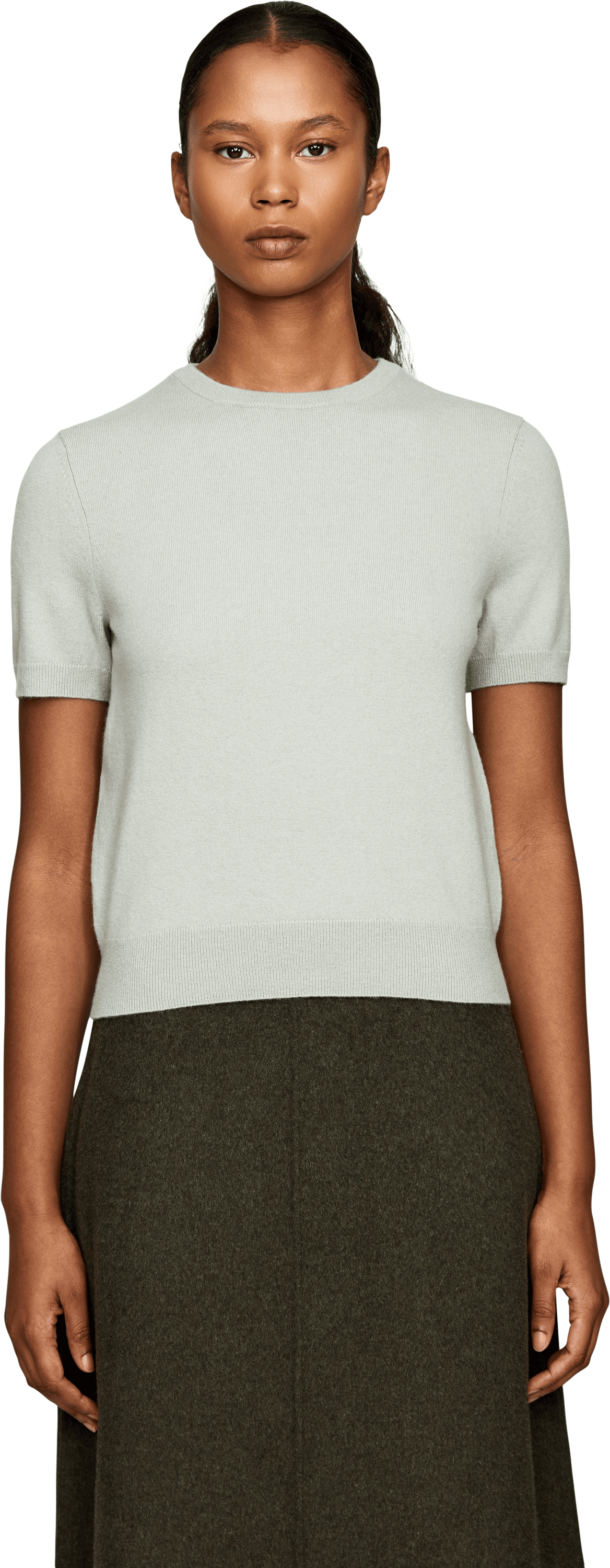 Vince Short-sleeved wool-cashmere jumper mint, Front view – UNGER.DE