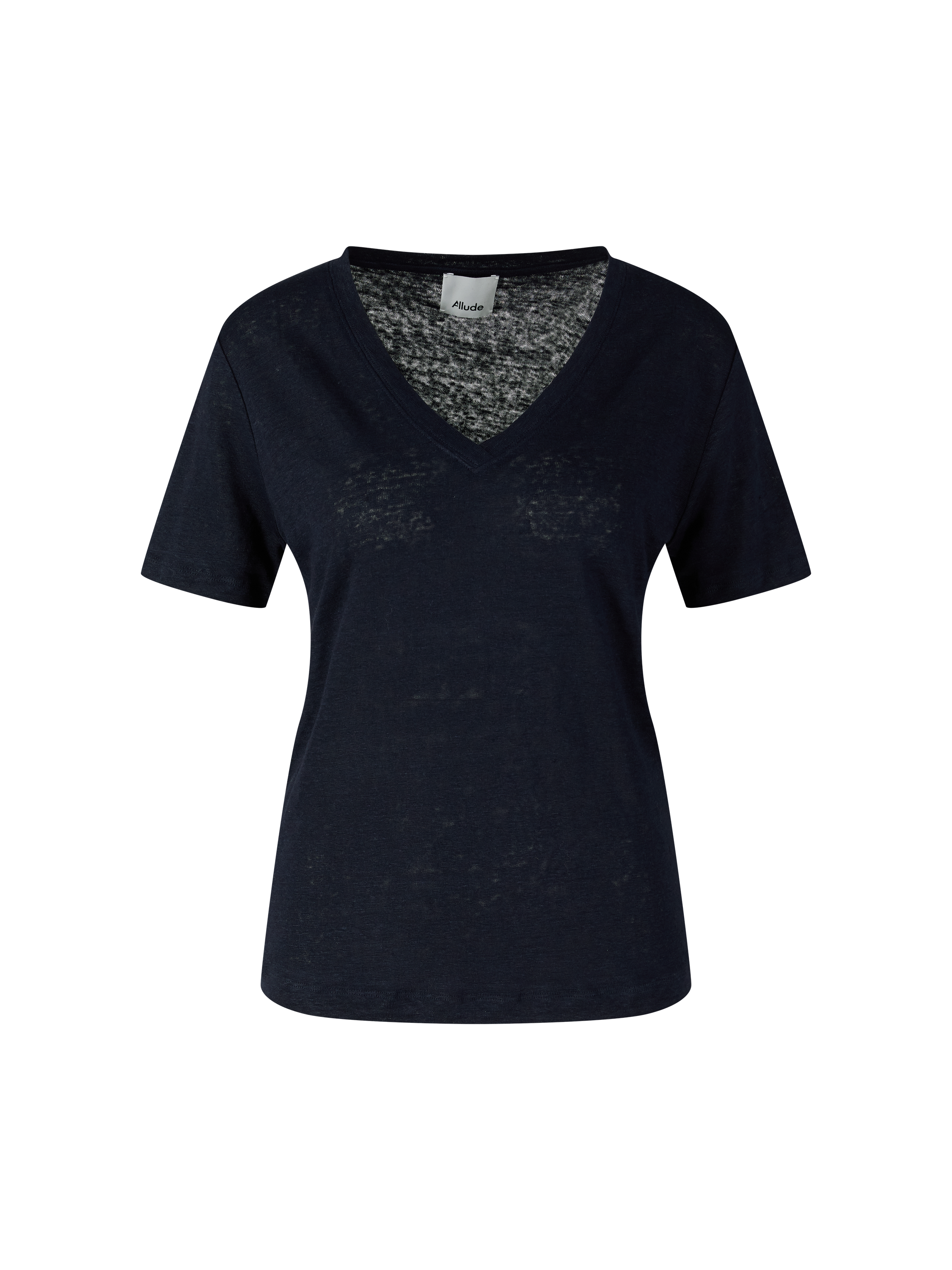 Leinenshirt mit V-Ausschnitt Marineblau