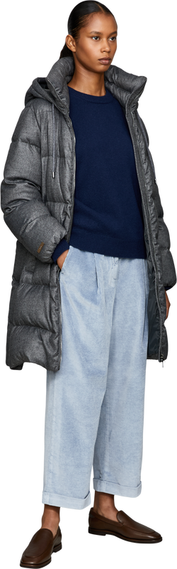 Hooded down coat grey