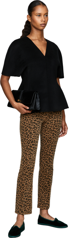 'The Hustler Flood' cropped jeans with leopard print brown
