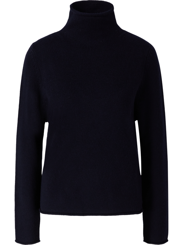 Cashmere-Pullover mit Stehkragen Marineblau