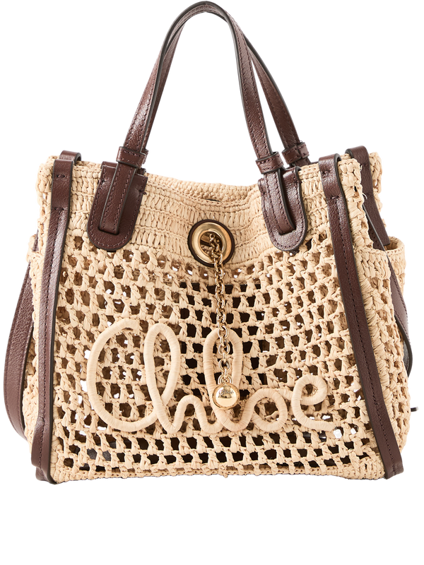 Umhängetasche 'Iconic Small' aus Raffia Hot Sand