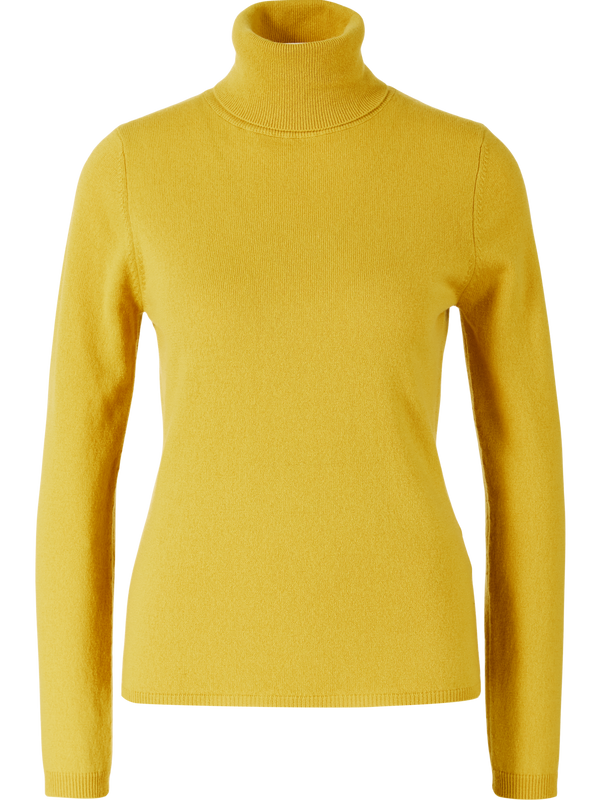 Cashmere-Pullover mit Rollkragen Senfgelb