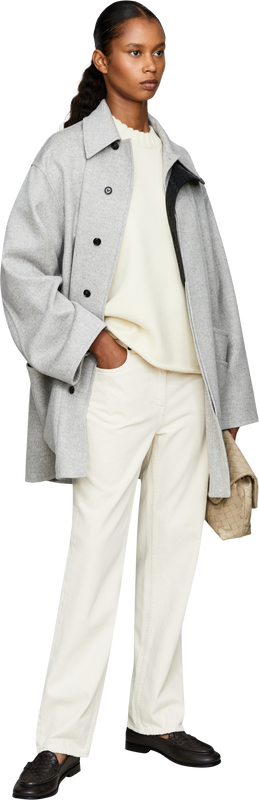 Short-sleeved woollen jumper cream