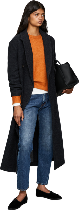 Coat made from virgin wool and cashmere, anthracite