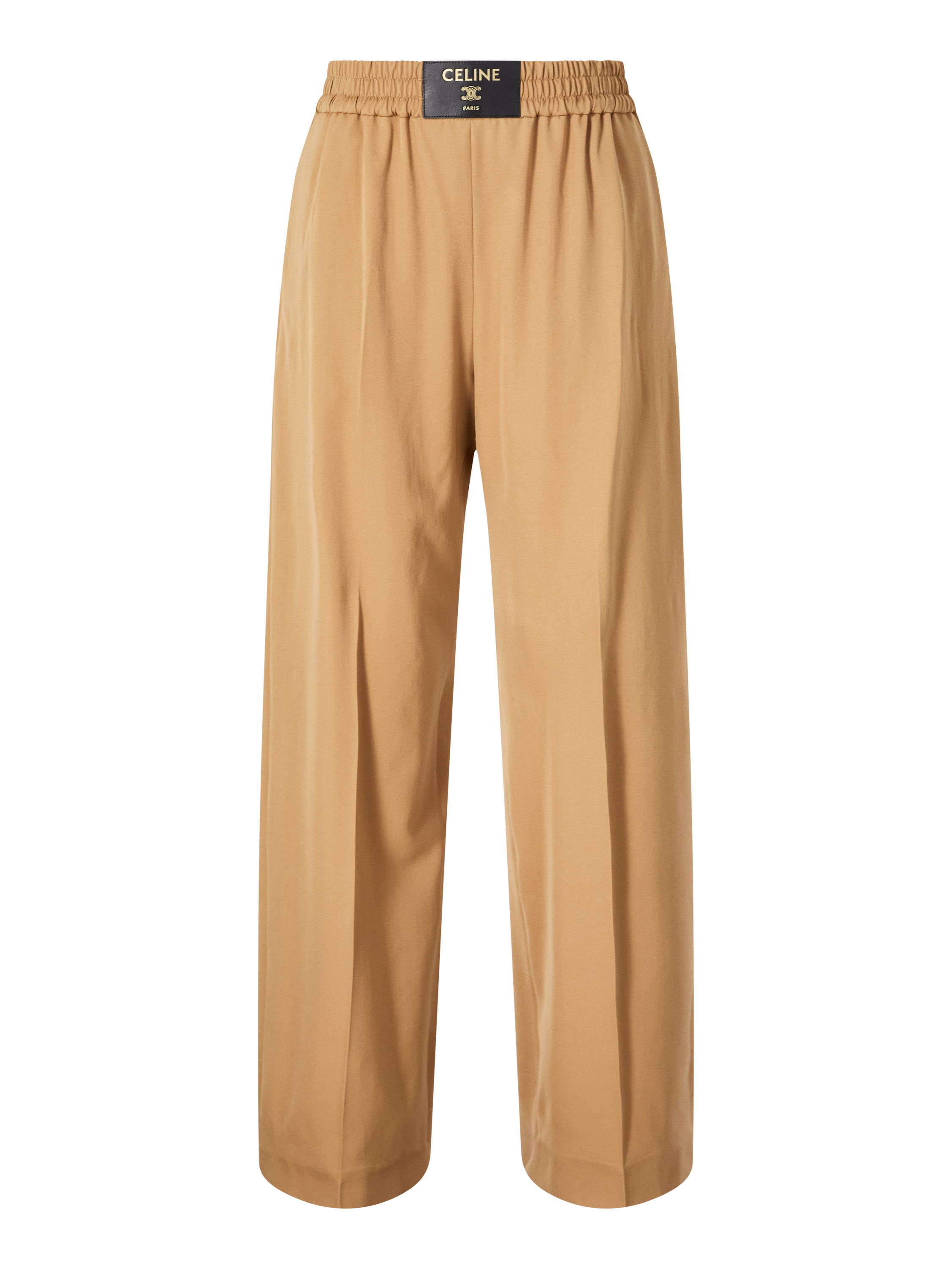 Wollhose mit Celine Paris Lederaufnäher Camel