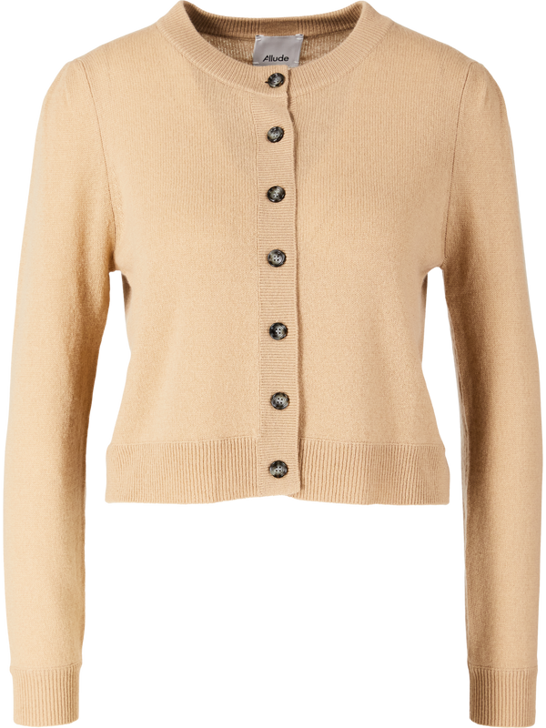 Cropped cashmere cardigan beige