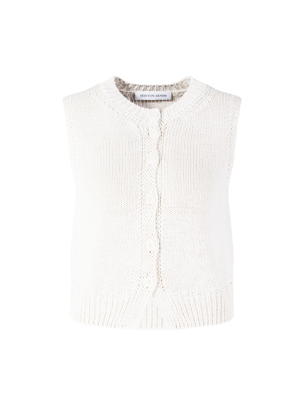 Strickweste 'Dia' aus Seide und Leinen Off White