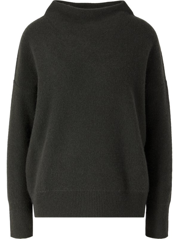 Cashmere-Pullover mit Stehkragen Moosgrün