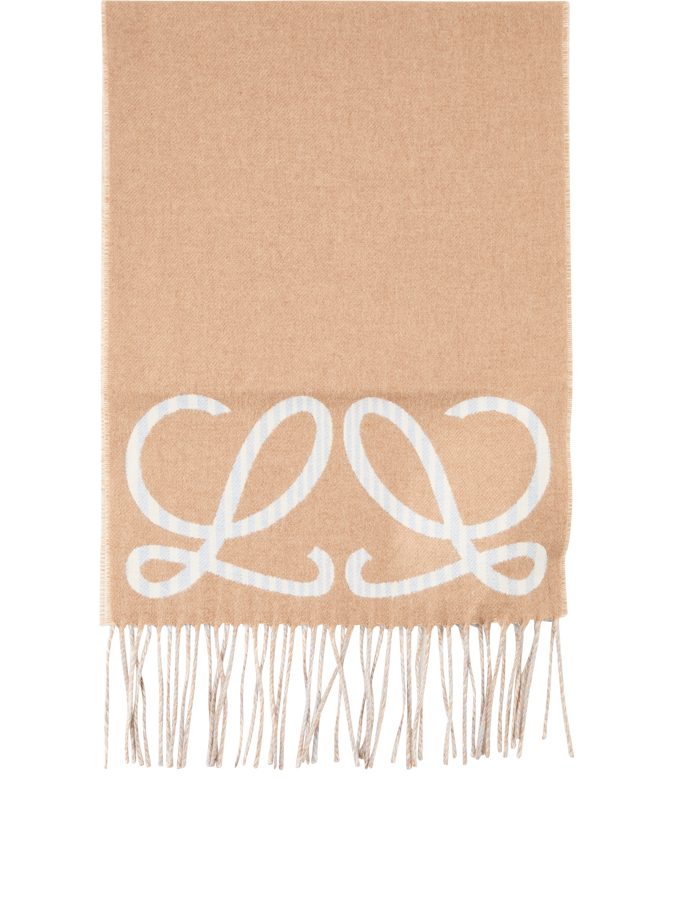 LOEWE Schal aus Seide und Cashmere mit Doppel-L-Jaquard-Muster Beige, Produktansicht – UNGER.DE