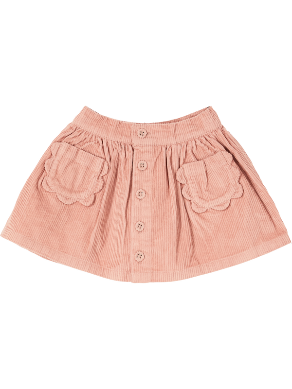 Cordrock mit floralen Taschen Rosé