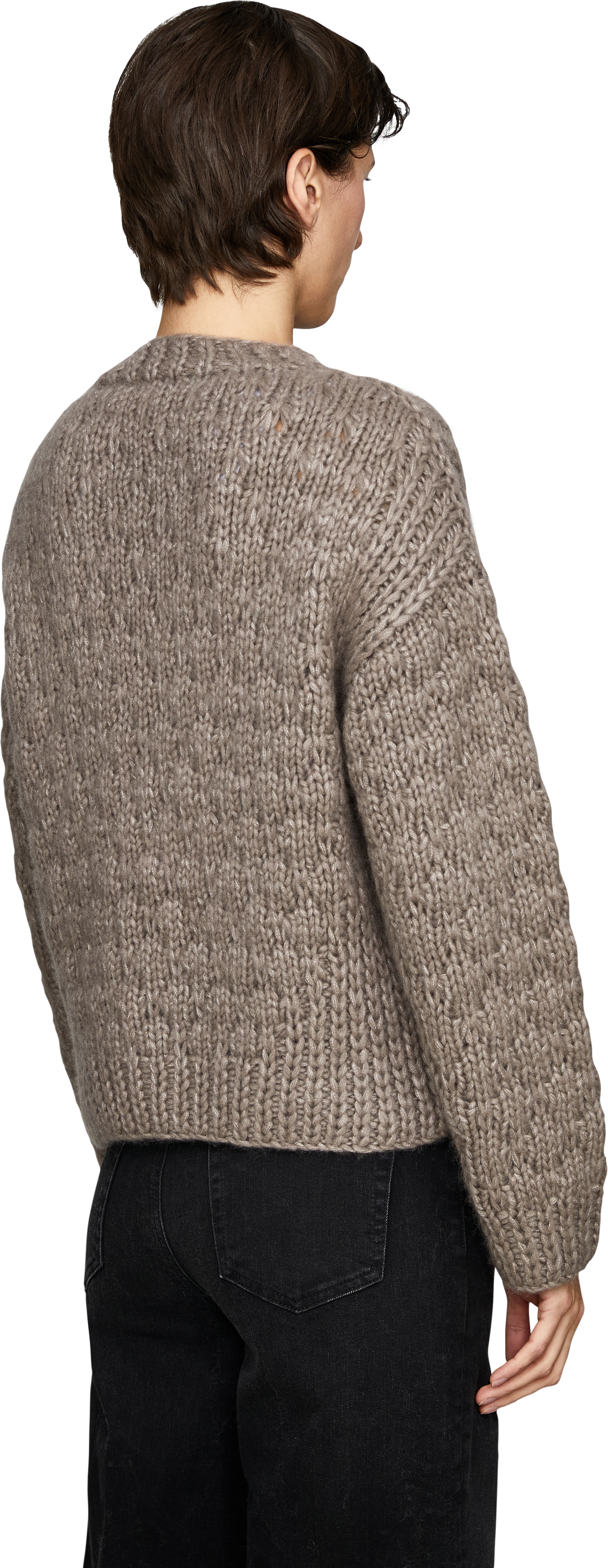 Iris von Arnim 'Lioma Hand-knitted' cashmere and silk cardigan, taupe, Back view – UNGER.DE
