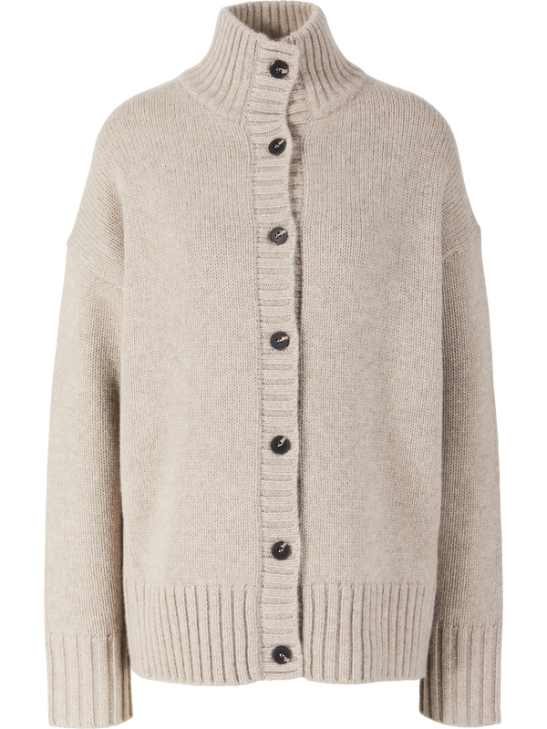 Lange Cashmere-Strickjacke mit Stehkragen Hazel