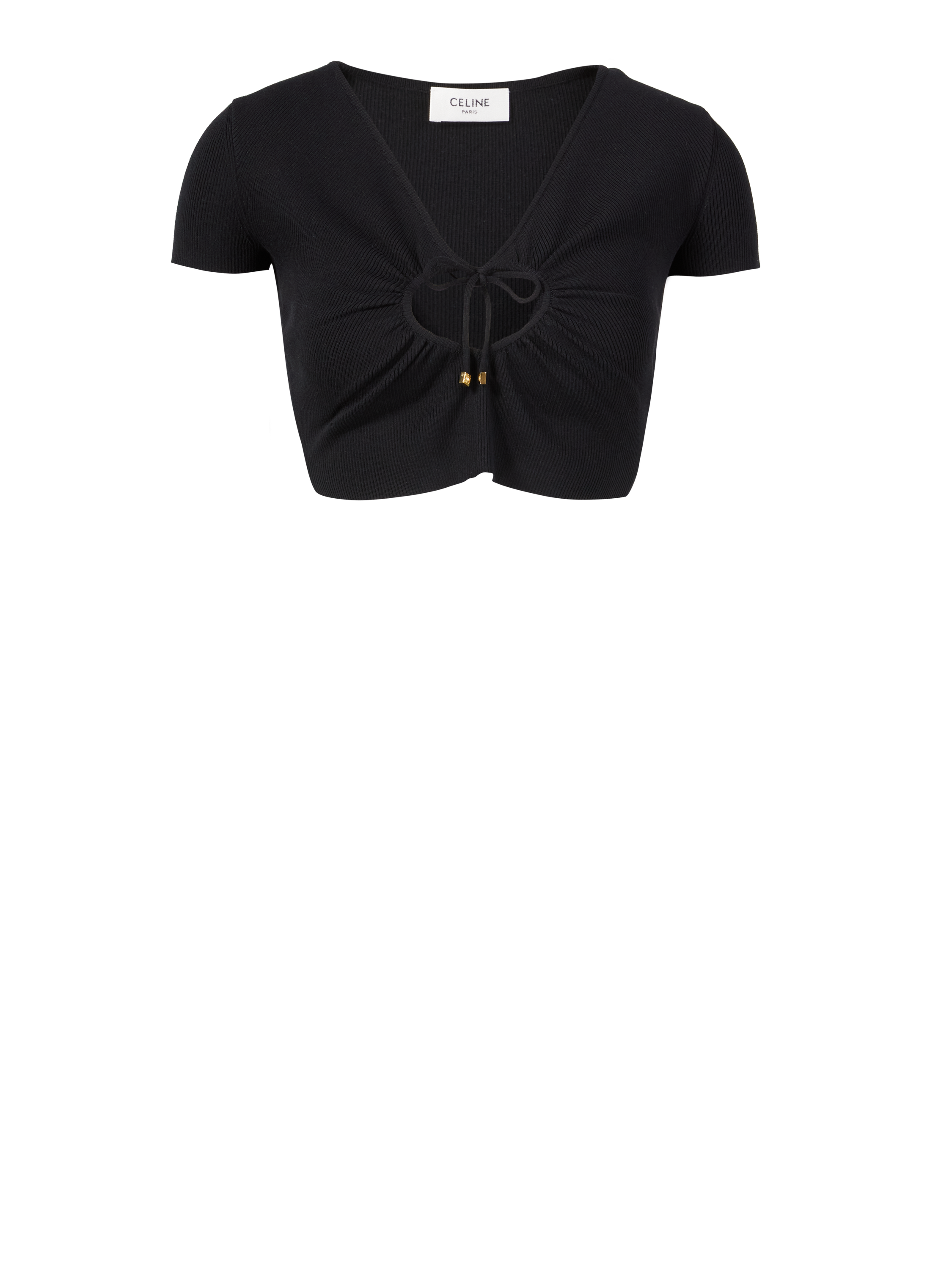 Cropped Top mit V-Ausschnitt Schwarz