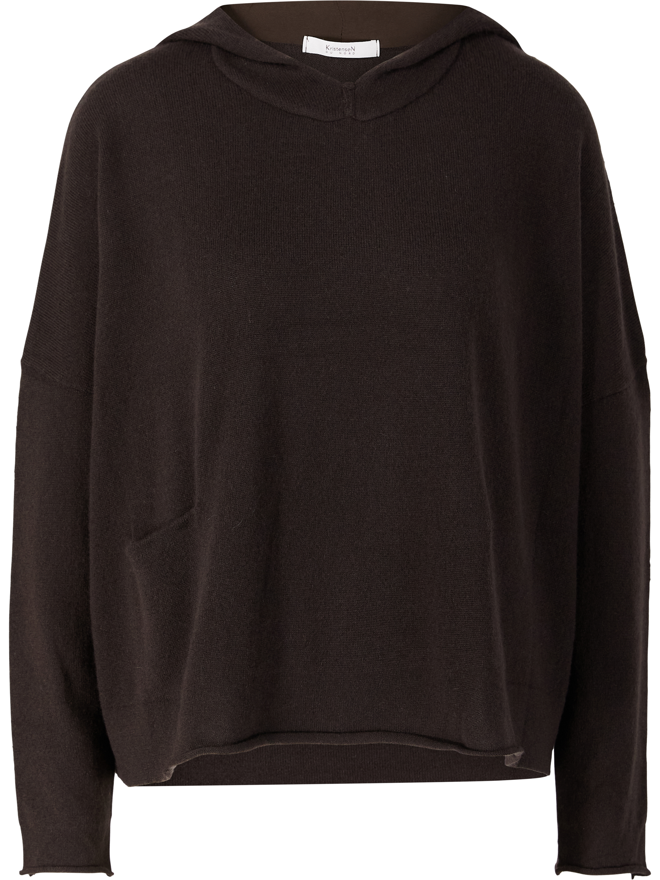 Cashmere-Pullover mit Kapuze Dunkelbraun
