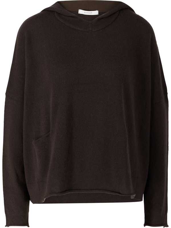 Dark brown hooded cashmere jumper
