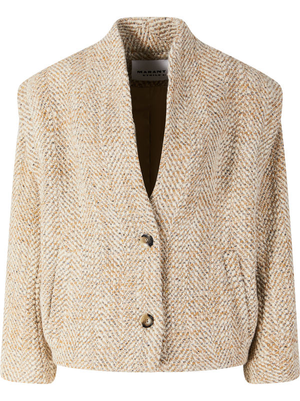 Wolljacke 'Drogo' mit Fischgrätenmuster Beige
