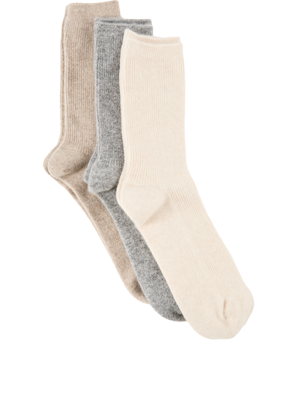 3-er Pack Socken aus Cashmere Hazel/Silver Melange/Vanilla