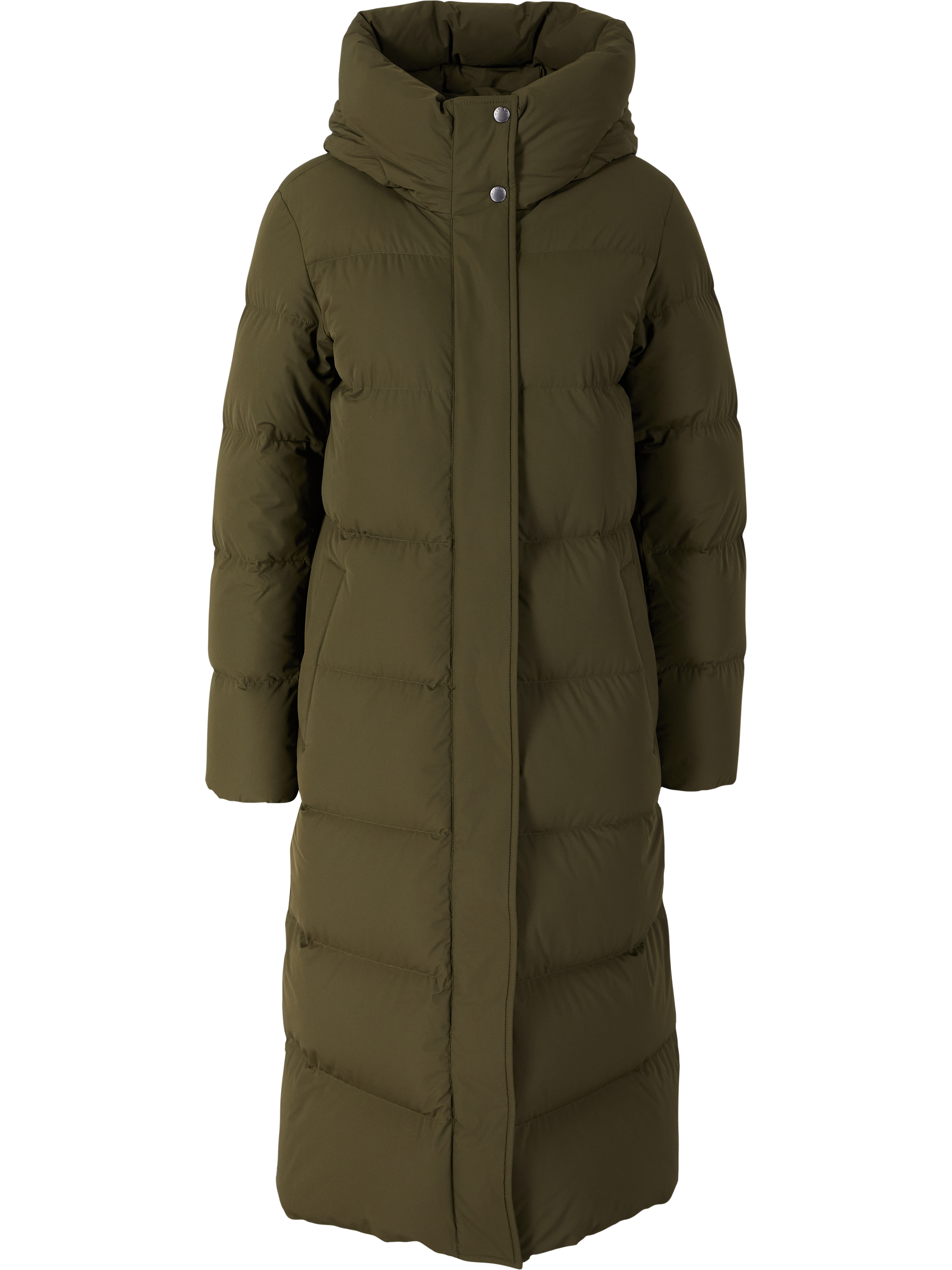 Woolrich Daunenmantel 'Madison Long' mit Kapuze Olivgrün, Produktansicht – UNGER.DE