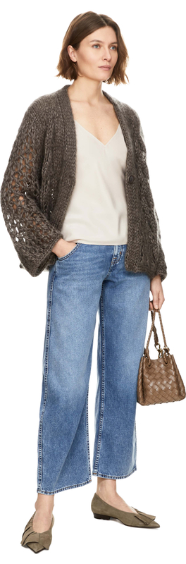 Mohair-Seidenstrickjacke 'Lille' Dark Taupe