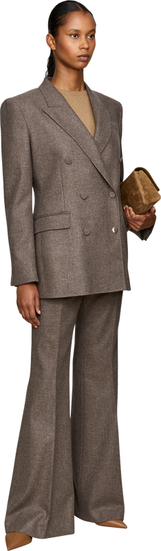'Gavin' double-breasted wool-cashmere blazer brown