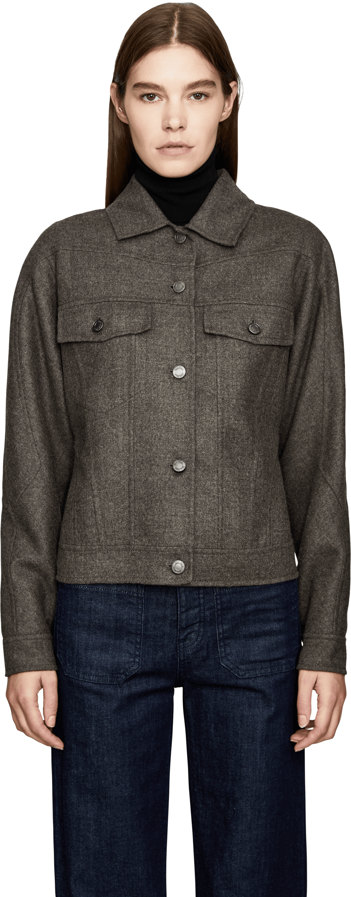 Max Mara Jacke 'Rapace' aus Schurwolle Grau, Frontansicht – UNGER.DE