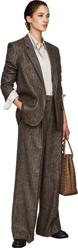 'Viviana' Taupe Wool and Cashmere Blazer