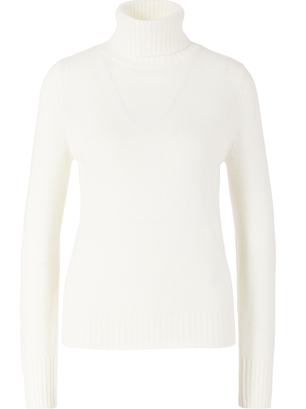 White cashmere jumper with a roll neck
