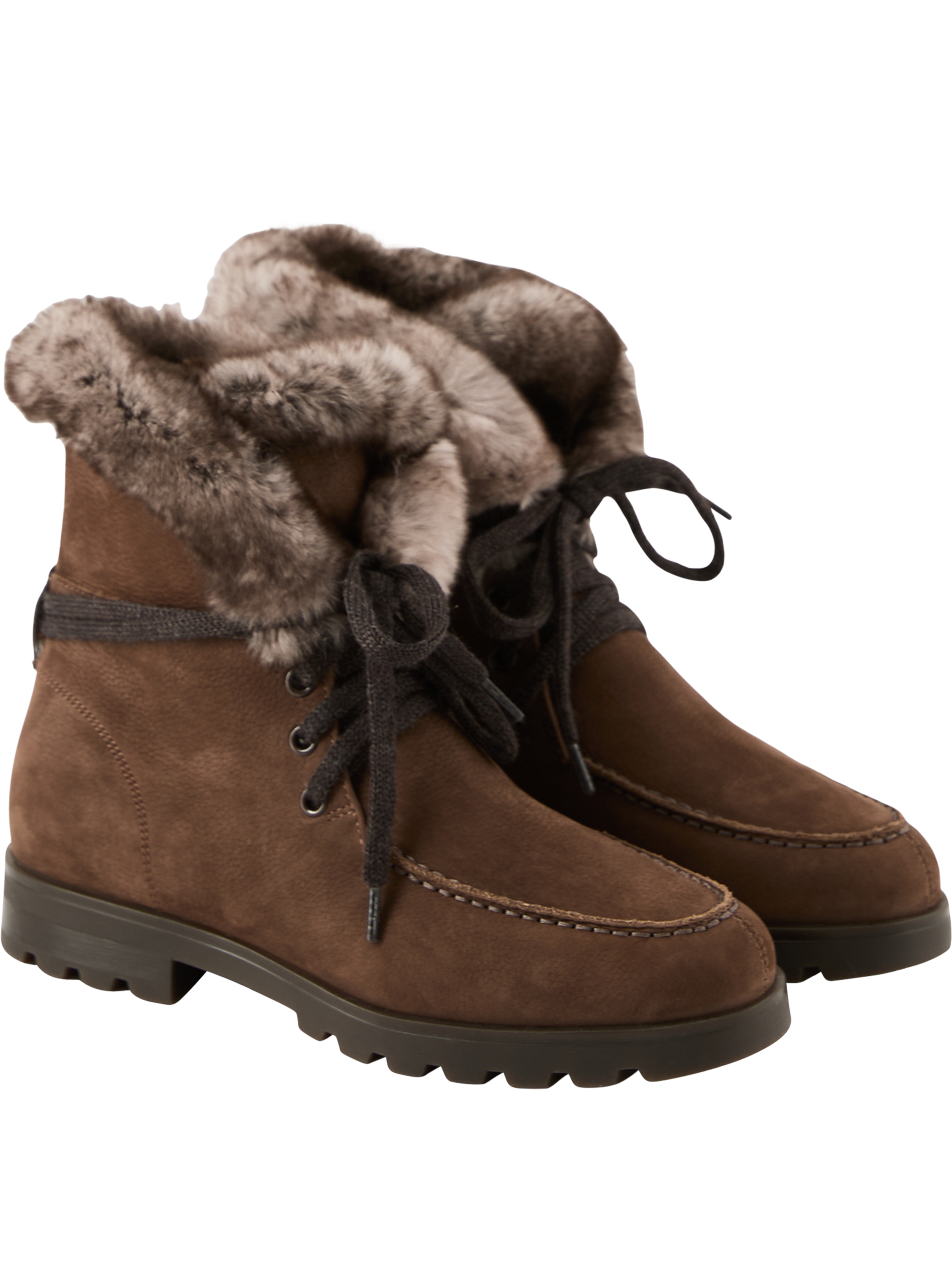 Santoni Stiefletten mit Shearling-Futter Dunkelbraun, Rückansicht – UNGER.DE