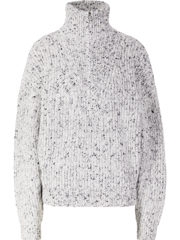 Mottled 'Anita' stand-up collar jumper grey 