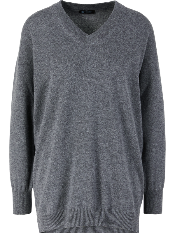 Pullover mit V-Ausschnitt aus Kid Cashmere Hellgrau