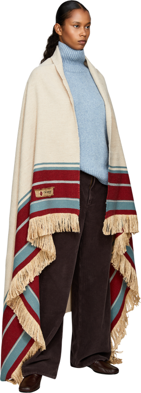 'Grottesco' silk and wool plaid wrap, multicoloured