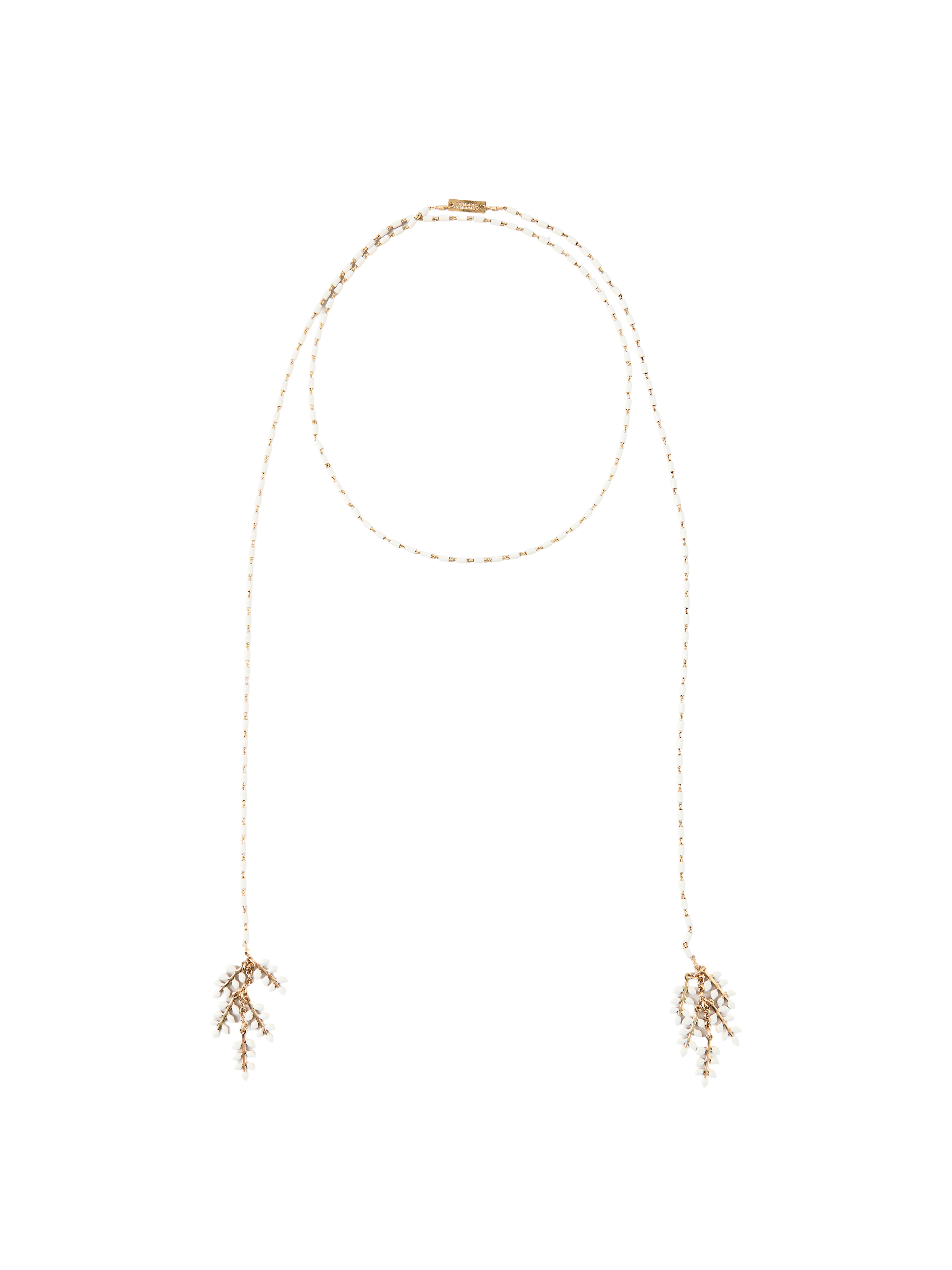 Halskette mit Blattanhänger Crème/Gold 