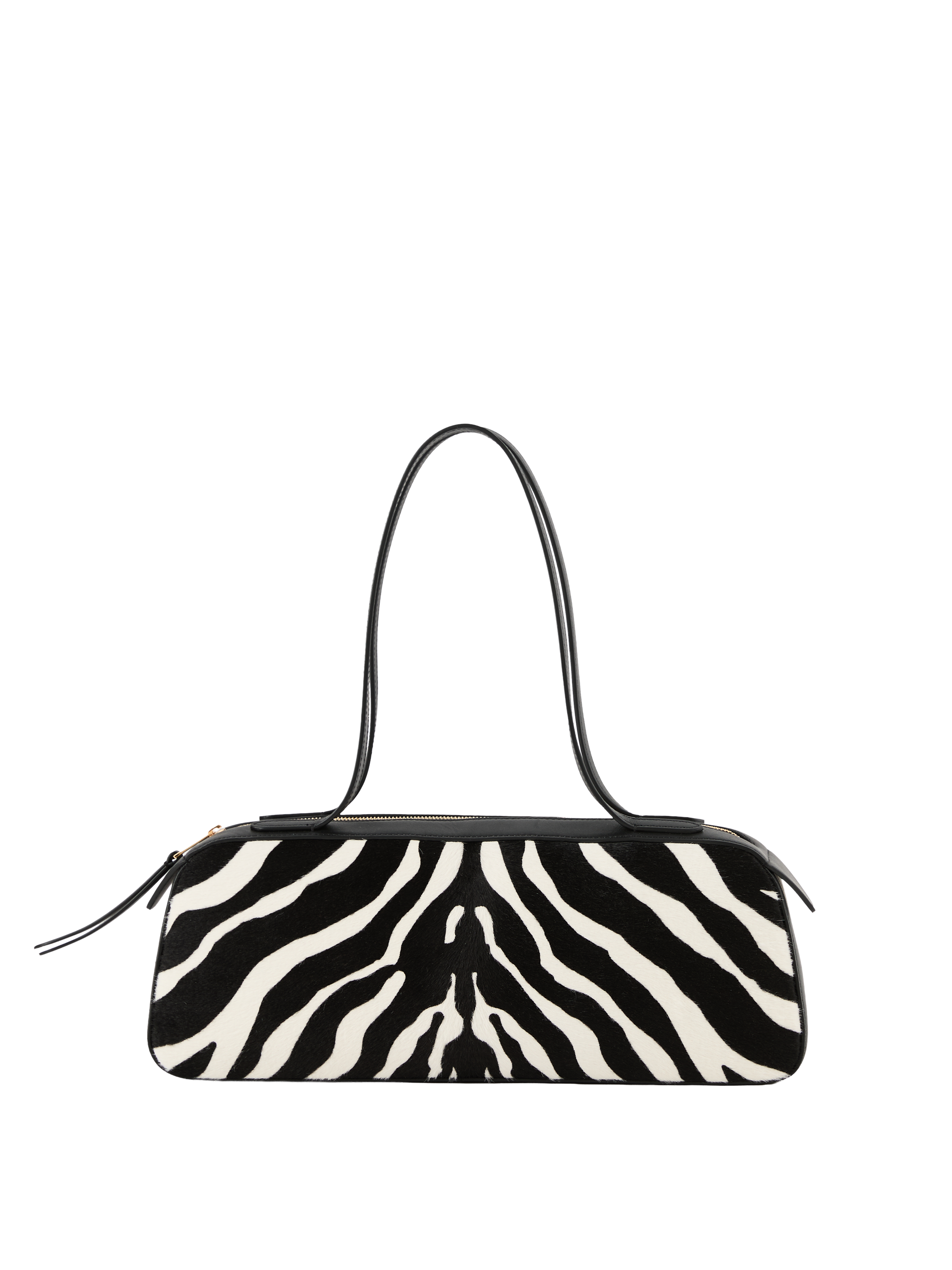 Schultertasche 'Simona' aus Kalbshaar mit Zebra Print Schwarz