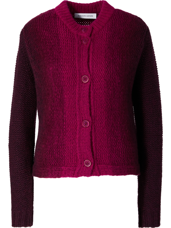 'Jubilea Degradé' cashmere and silk cardigan, Burgundy/Ruby