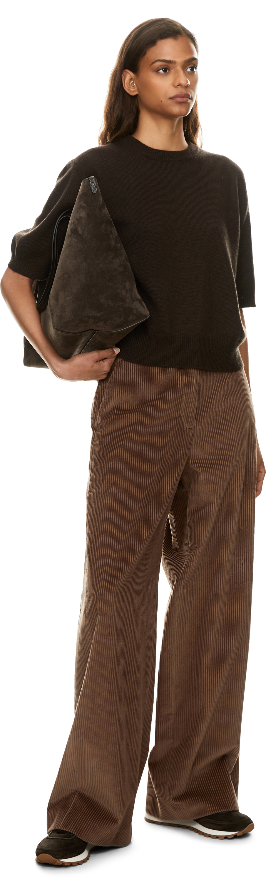 Brunello Cucinelli Wide-Leg aus Cord Braun, Modelansicht – UNGER.DE